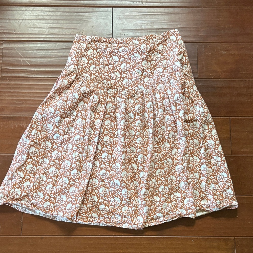 ACACIA Floral A-Line Skirt in Rust Pink - Women's Skirt